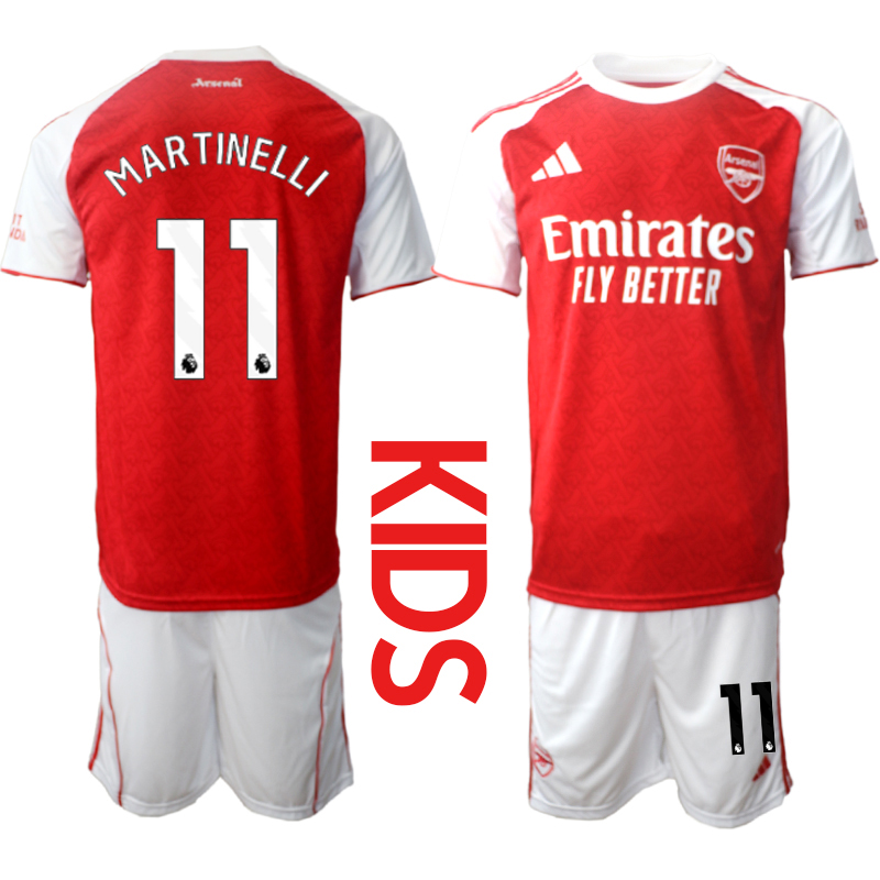 Youth 2025-2026 Club Arsenal home red #11 Soccer Jersey 01